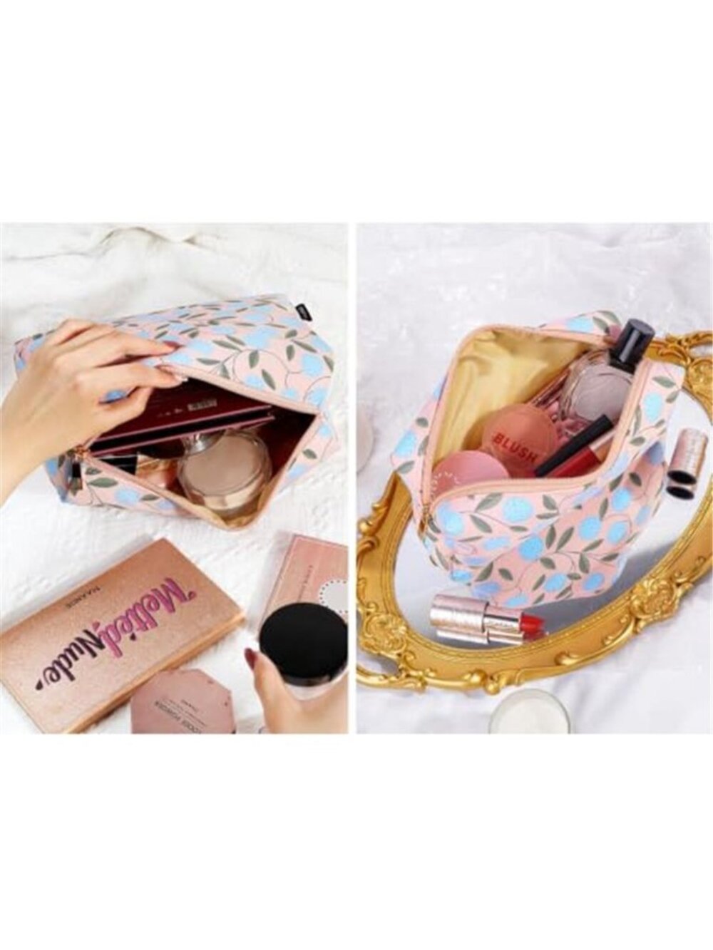 2PCS Makeup Bag for Women, Cosmetic Bag Set, Portable Travel Makeup Bag - Picture 4 of 6